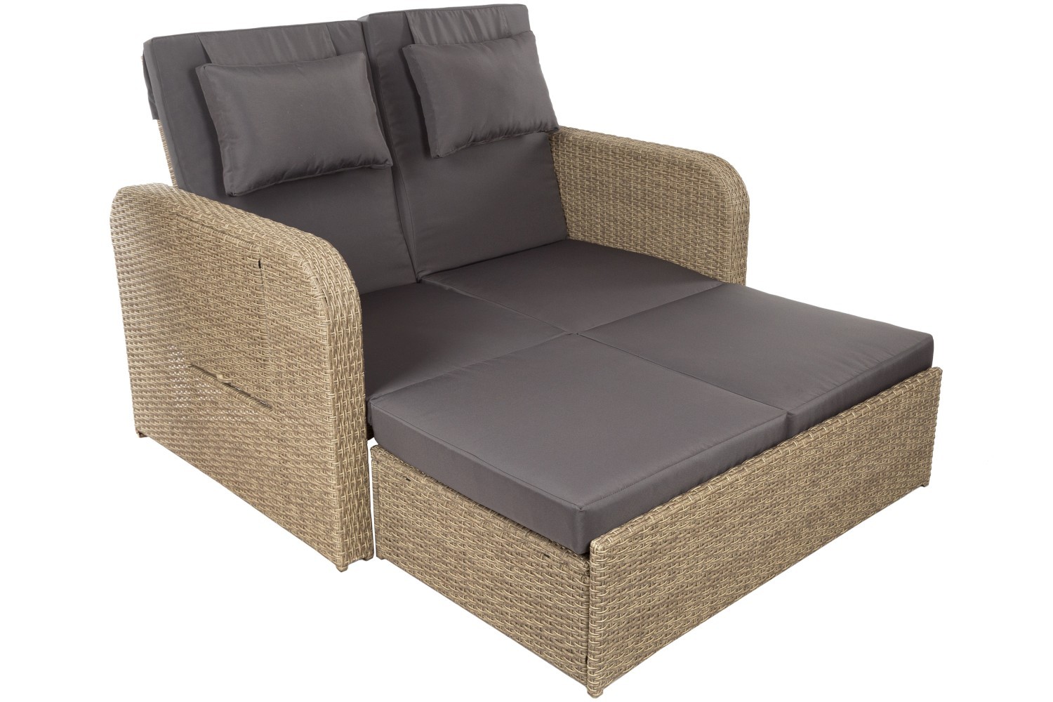 Gartenliege - beige-grau - multifunktional -mit Ablagefläche