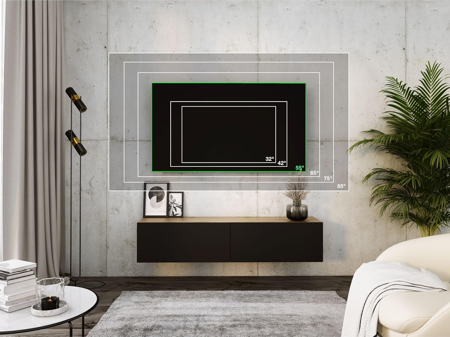 3E 3xE living.com TV-Lowboard - Farbe: Schwarze Wotan-Eiche, A: 140x32x34 cm (BxTxH)