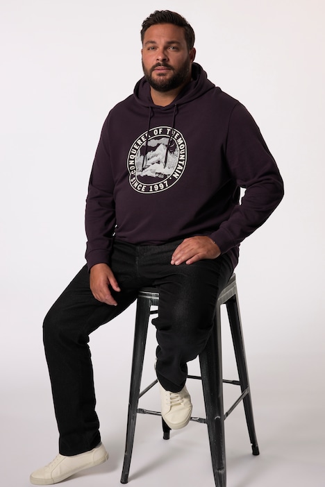 Men+ Hoodie, Sweat, Kapuze, Brustprint, bis 8 XL