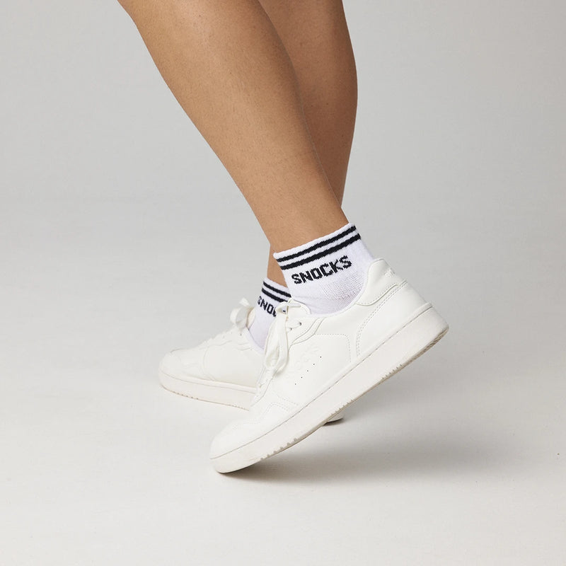Retro Sneaker Socken aus Bio-Baumwolle Weiß (Streifen)