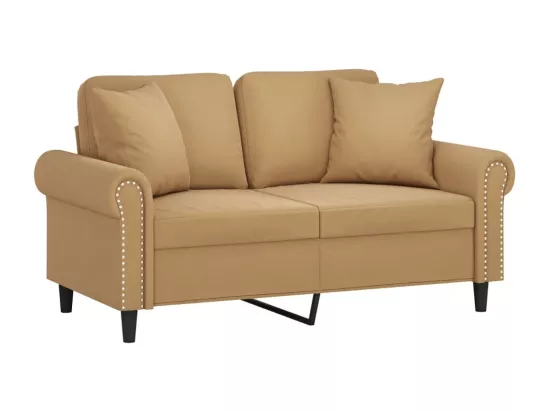 Canapé 2 places avec oreillers décoratifs brun 120 cm velours