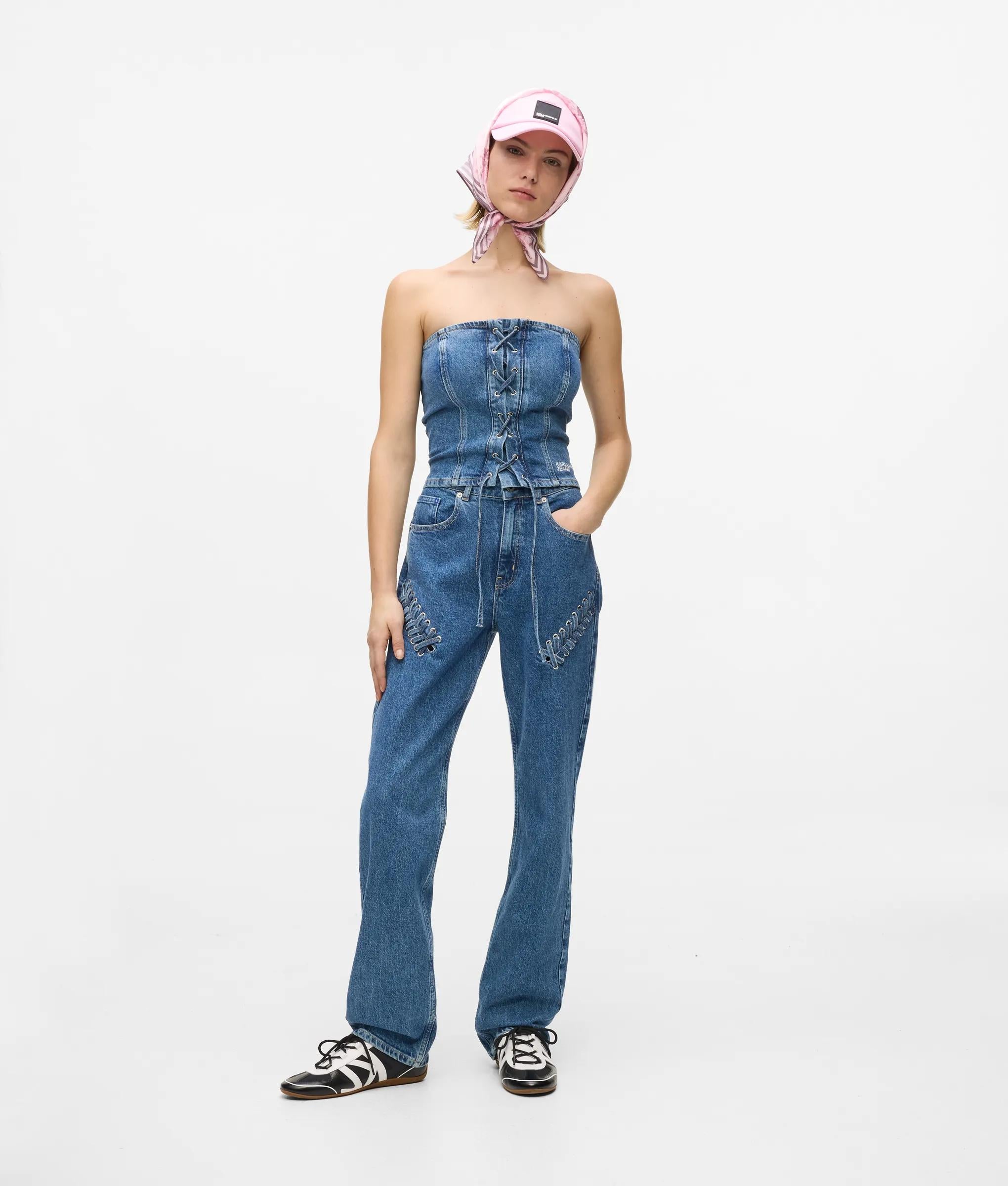 Veters denim bustier