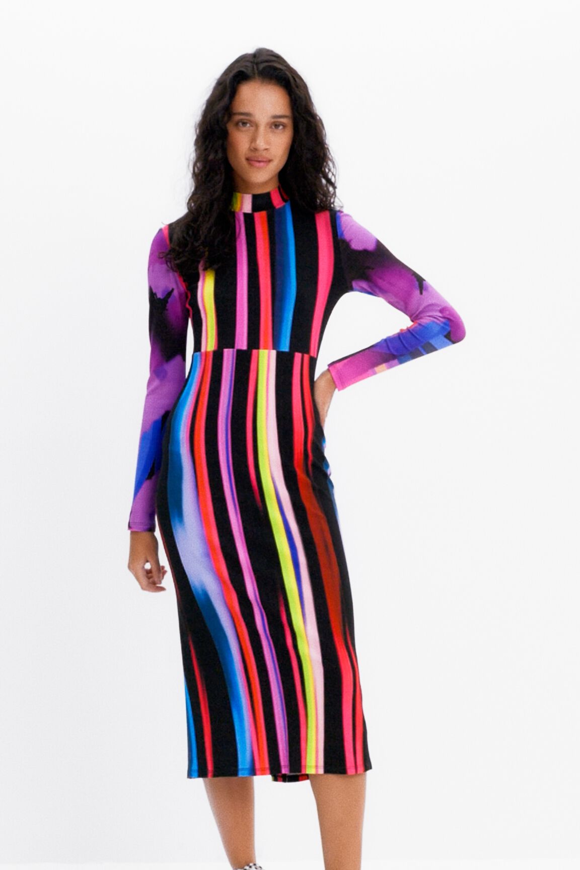 Robe midi ajustée rayures M. Christian Lacroix