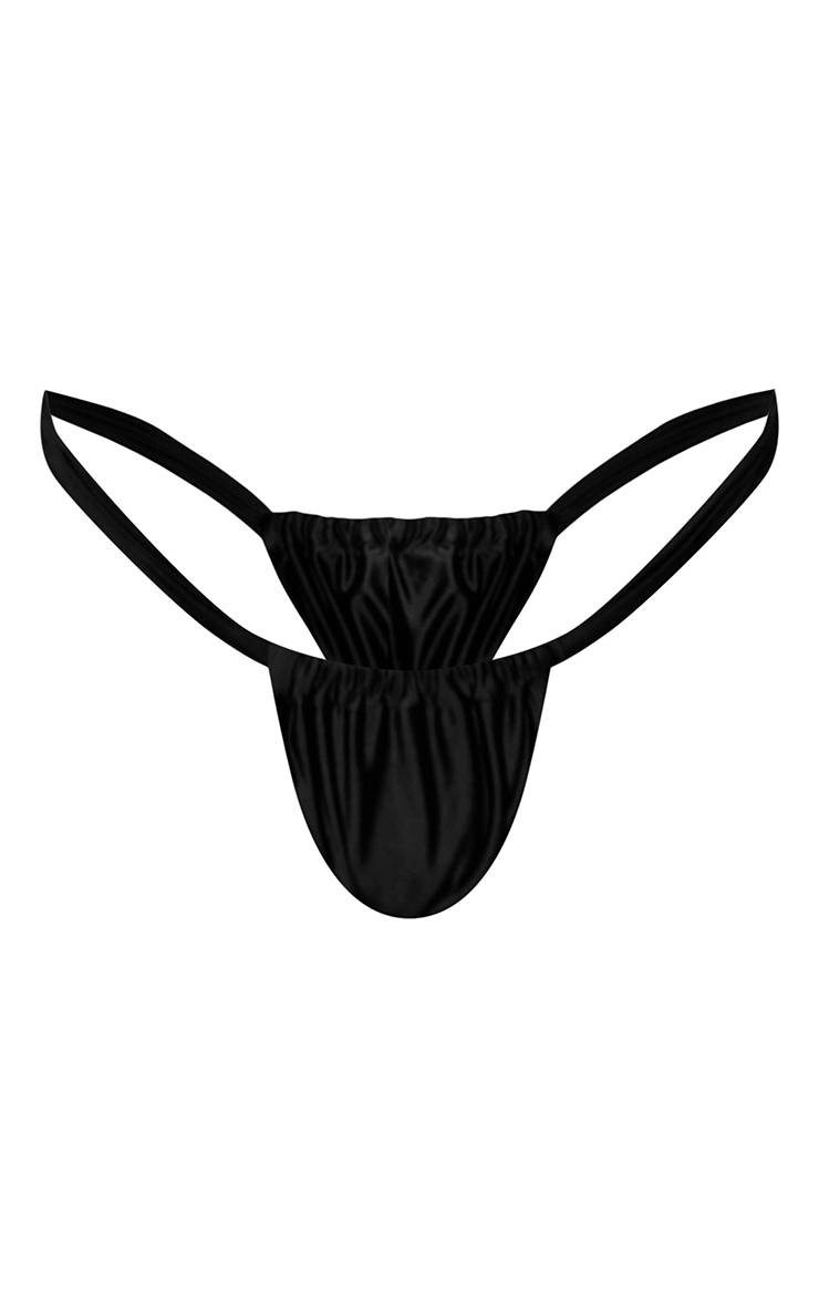 Noir Bas De Bikini À Bretelles Épaisses Effet Brillant