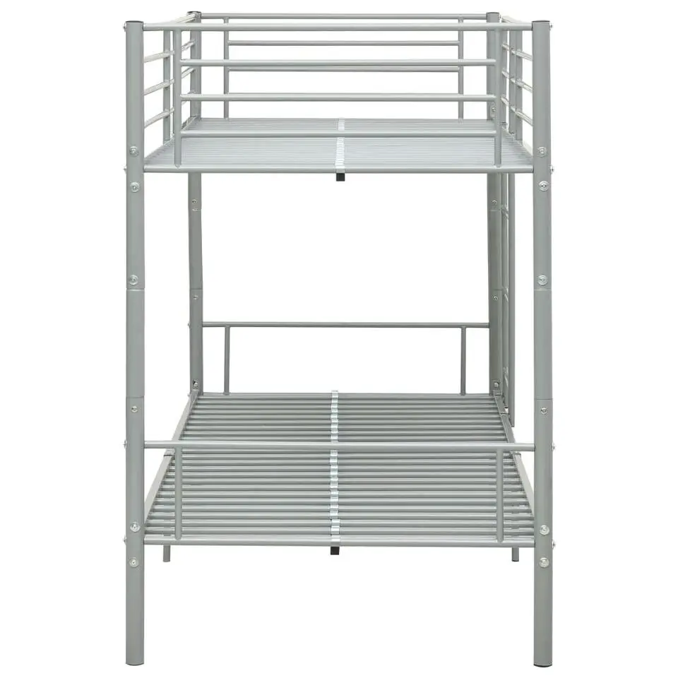 vidaXL - Metalen Stapelbed incl. hekwerk en zijladder - Grijs - 90x200 cm