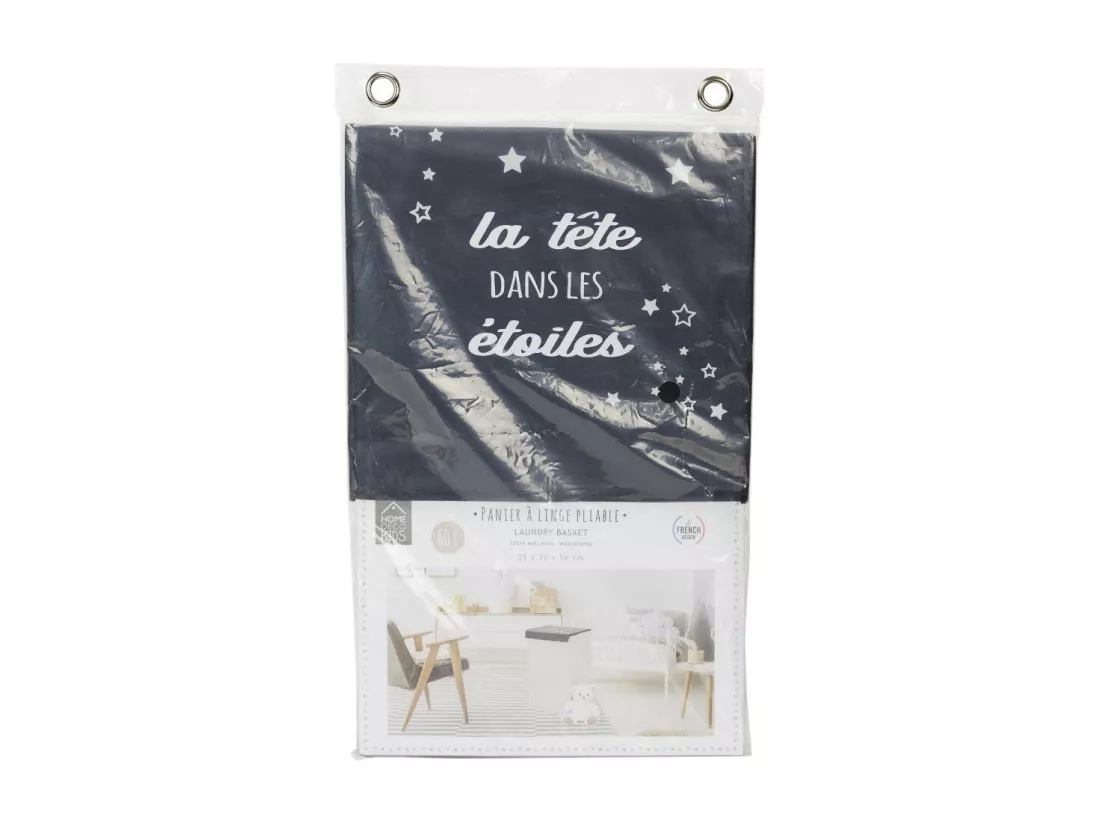 Panier à linge - L 35 cm x l 30 cm x 58 cm - Gris