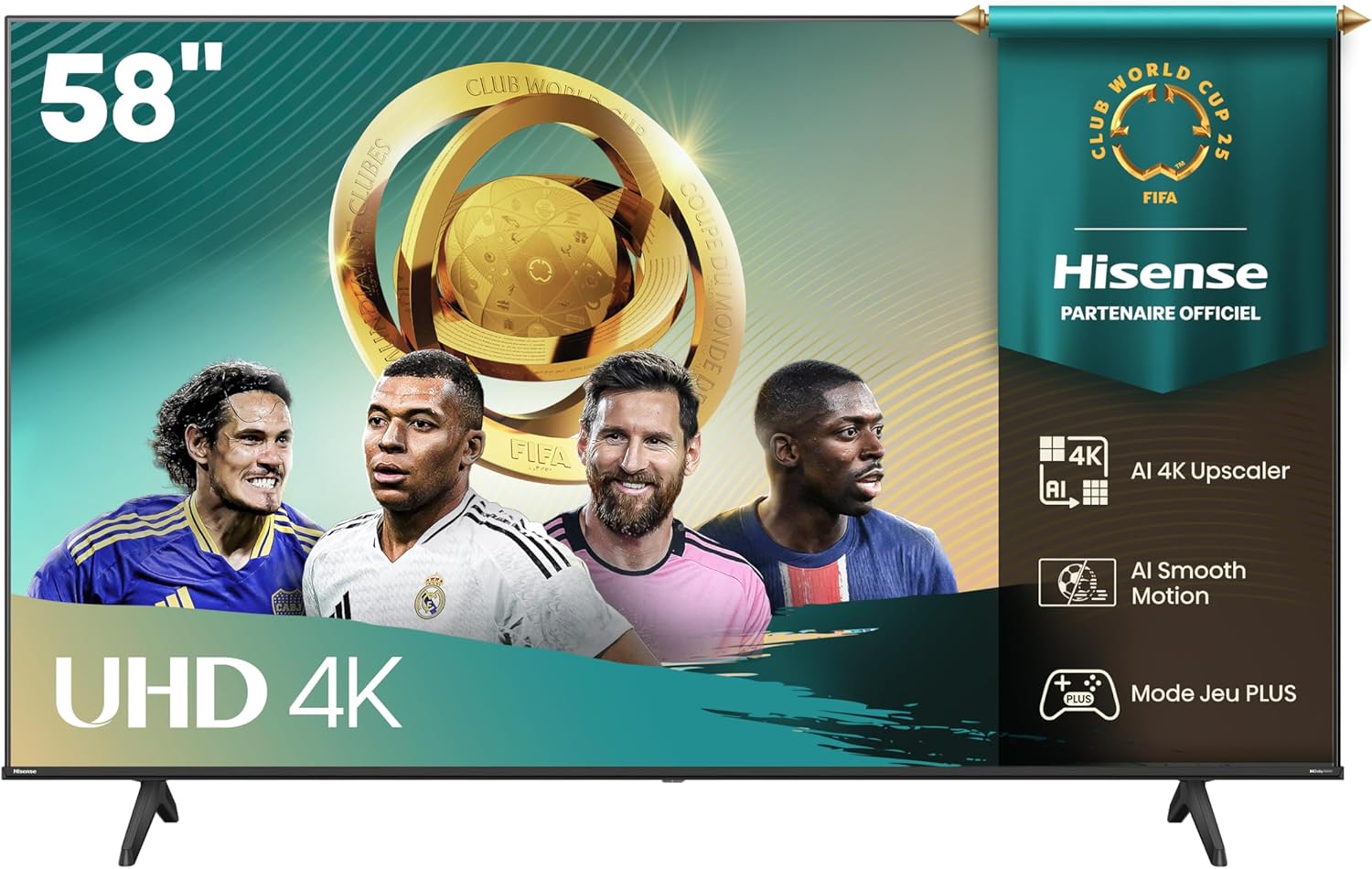 Hisense 50 inch 50A6Q 4K UHD Dolby Vision HDR VIDAA Smart TV with Youtube, Netflix, Disney+, Channel + (2025 Model) [Classe énergétique G]