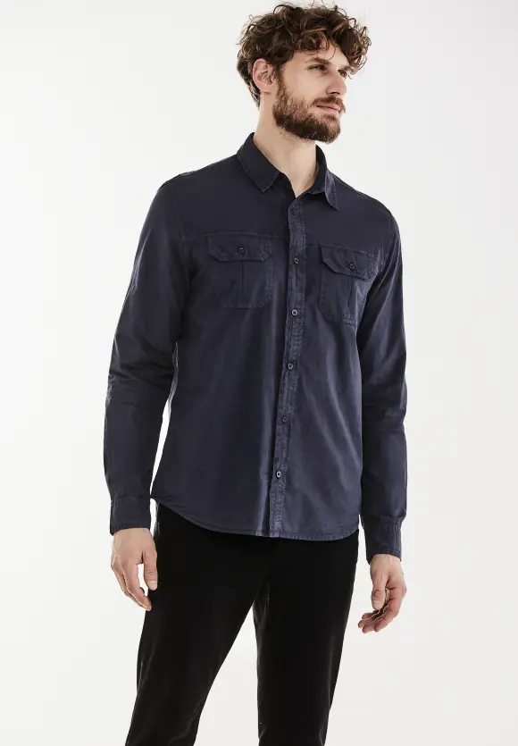 Hemd in washed Optik - eclipse blue