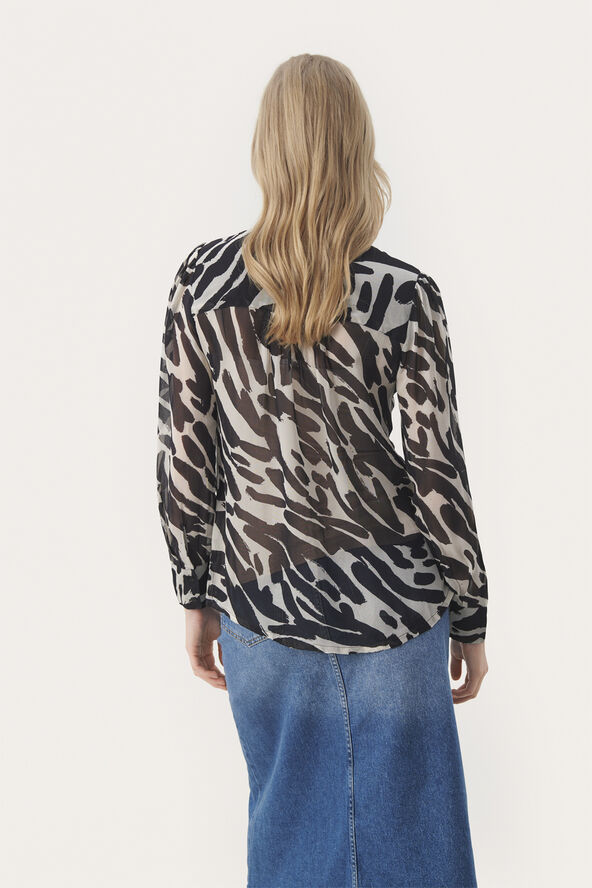 Part Two DelvinaPW SH Dark navy brush print