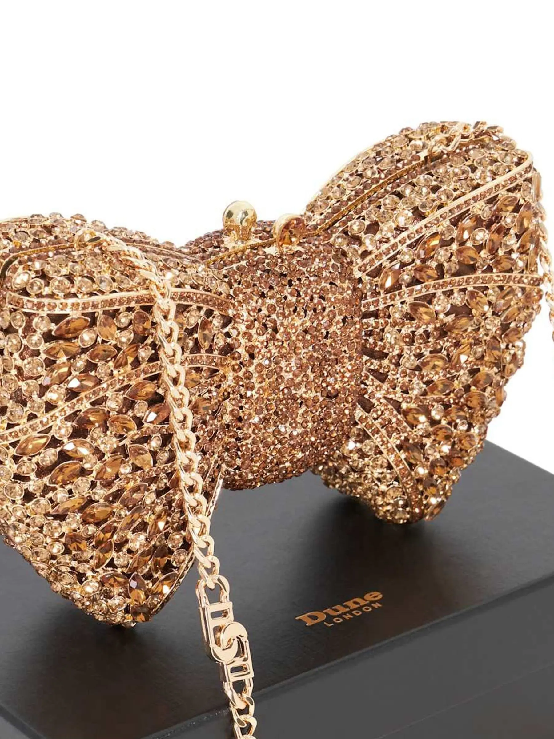 Bruin - Dune London Enchant tas met diamanten strik