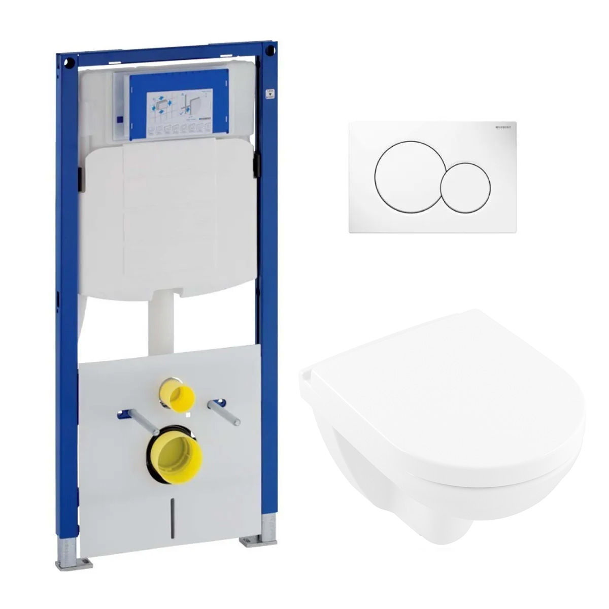 Geberit UP320 toiletset met Villeroy & Boch O.novo compact randloos toilet met softclose zitting