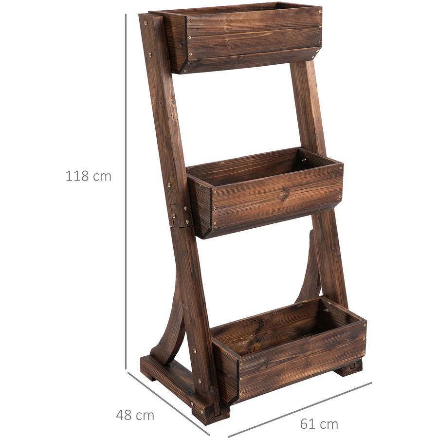 Outsunny Pflanzenregal mit 3 Stufen braun