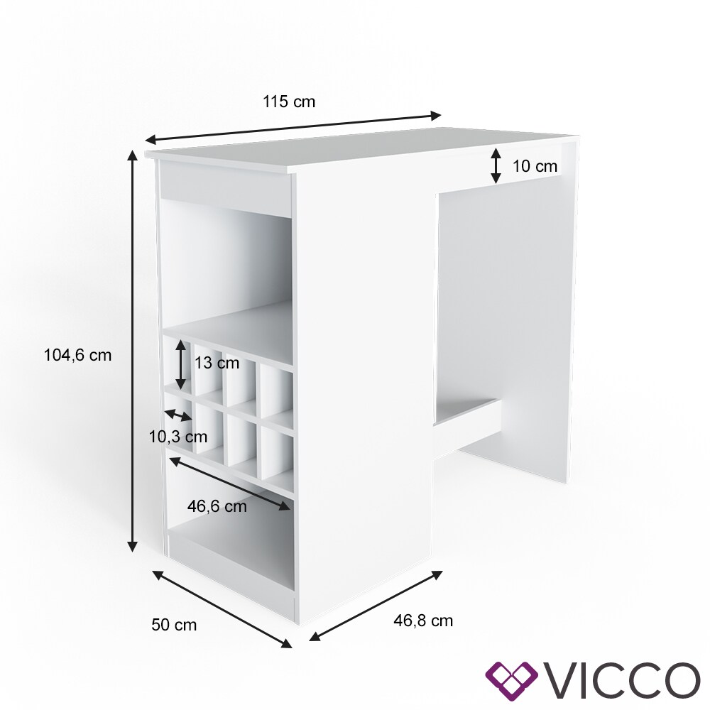 VICCO Bartisch ROSS Weiß Bartresen Stehtisch Tresentisch Bistrotisch Tisch