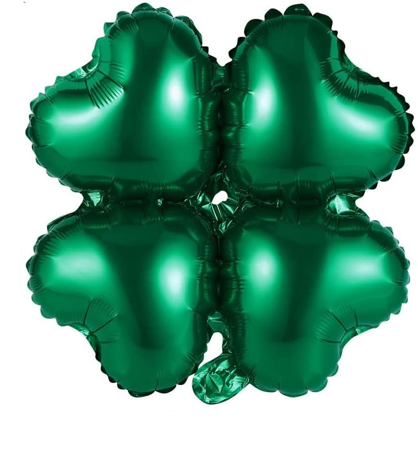 (12er Set) St. Patrick’s Day Party Deko Folien Ballon Kleeblatt Luftballon - Grün