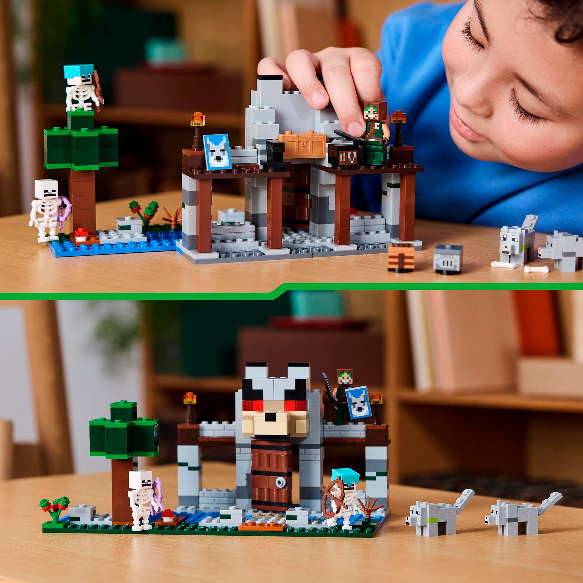 LEGO Konstruktionsspielzeug Minecraft Die Wolfsfestung