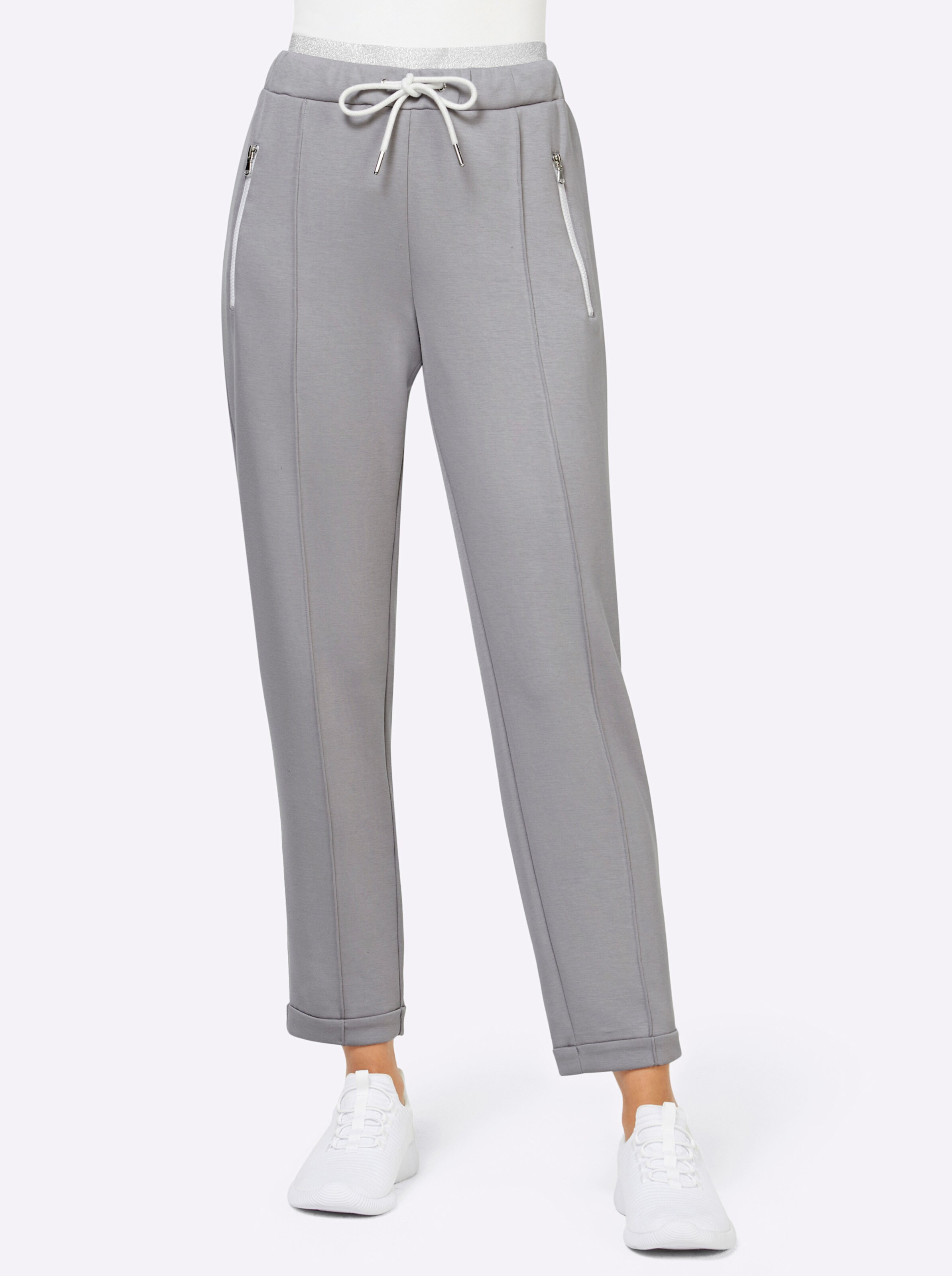 Jogg Pants in steingrau-meliert