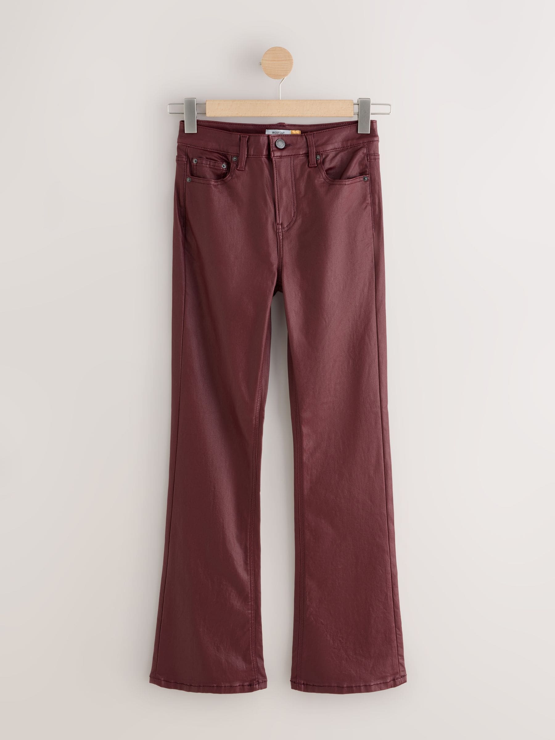 Bordeauxrood - Coated Bootcut Jeans