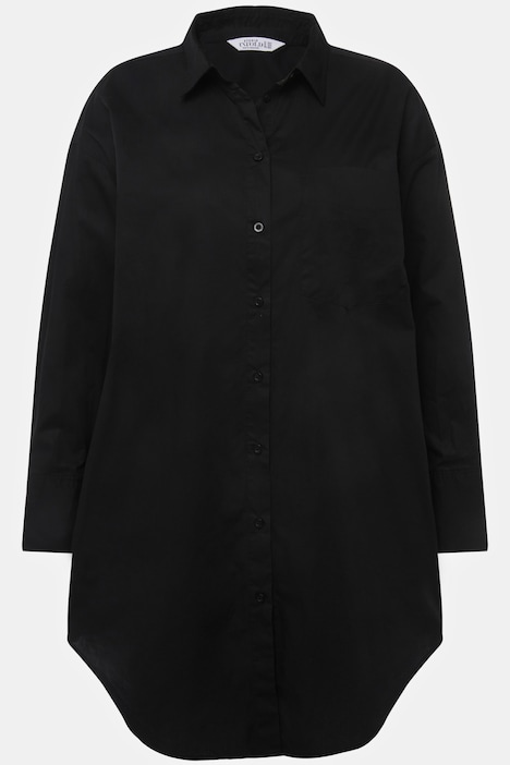 Hemdbluse, oversized, Knopfleiste, Hemdkragen