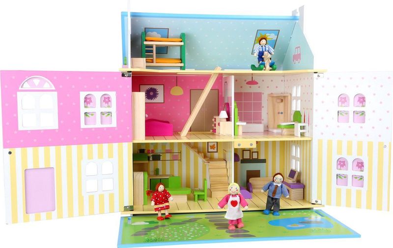 Small Foot - Poppenhuis - Blauw - Hout - Inclusief Figuren en Accessoires