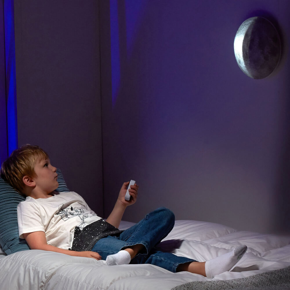 Moon In My Room Mondlampe 25 cm, Einschlaflicht mit 8 Mondphasen, Helligkeit einstellbar, Verschiedene Modi, Kinder Nach