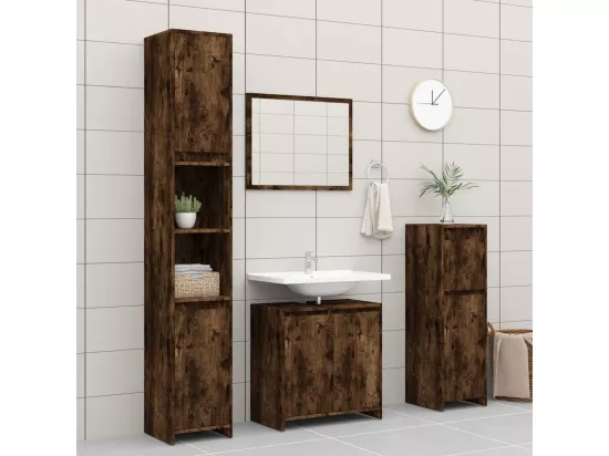Armoire de bain Chêne fumé 60x33x61 cm Bois d'ingénierie