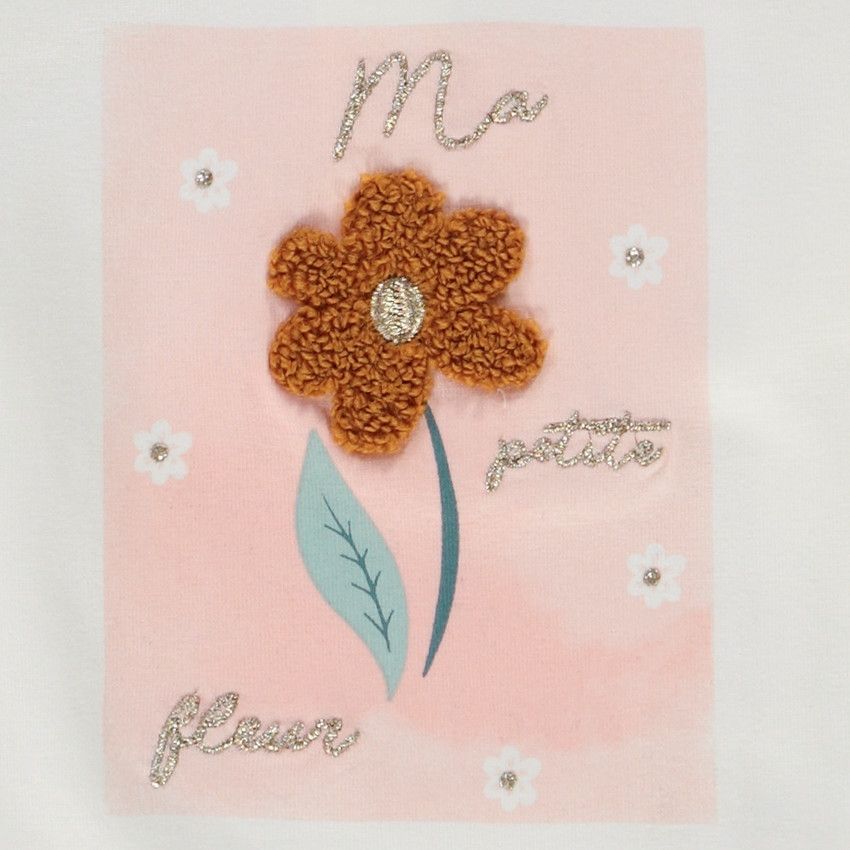 T-shirt manches longues en jersey print fantaisie pour bébé fille - Ecru