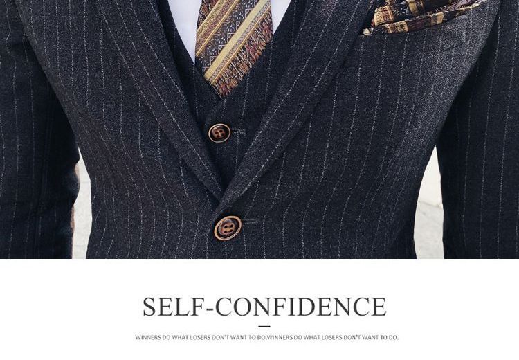 Lefitt - Set: Gestreept vest met knoopjes + blazer + rechte broek