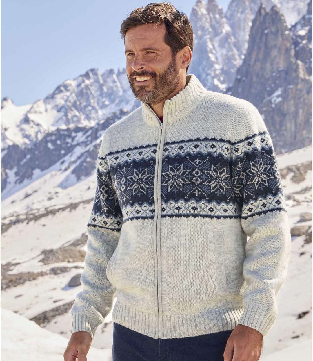 Gilet Tricot Jacquard Doublé Polaire