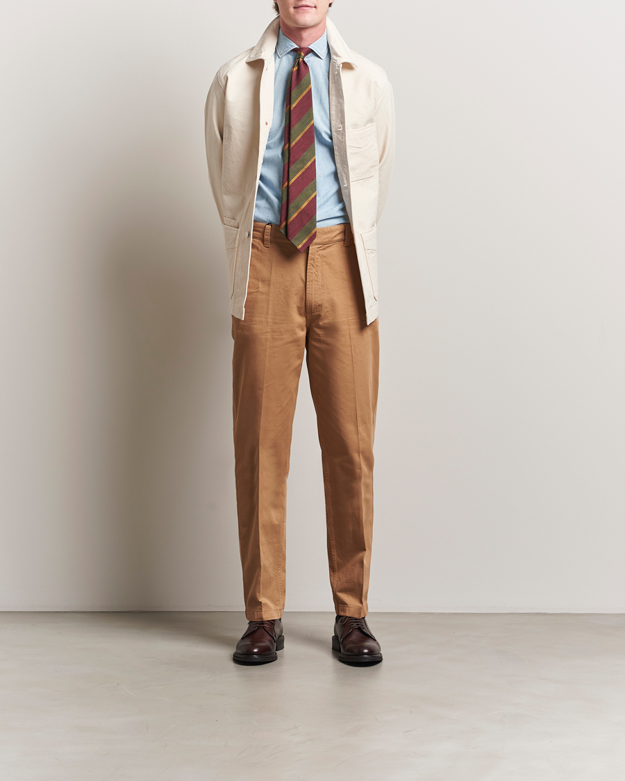 Drake's Flat Front Cotton Chino Brown
