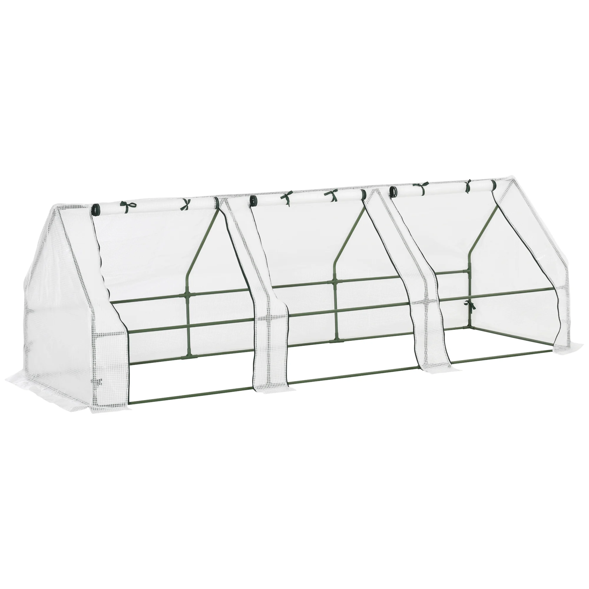Estufa Outsunny Garden Terrace, 270x90x90 cm, tipo galpão de aço com 3 janelas de enrolar, ideal para cultivo de plantas, vegetais e flores, branca.