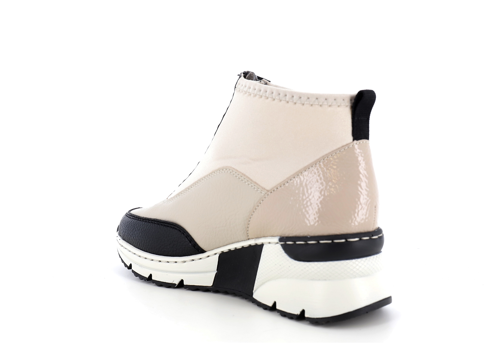 Rieker-N6352 Matières combinées Beige Noir