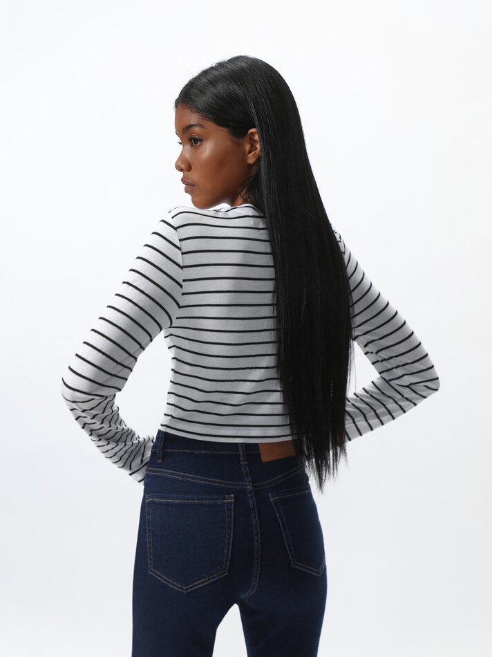 Calça jeans skinny de cintura alta - Azul-marinho