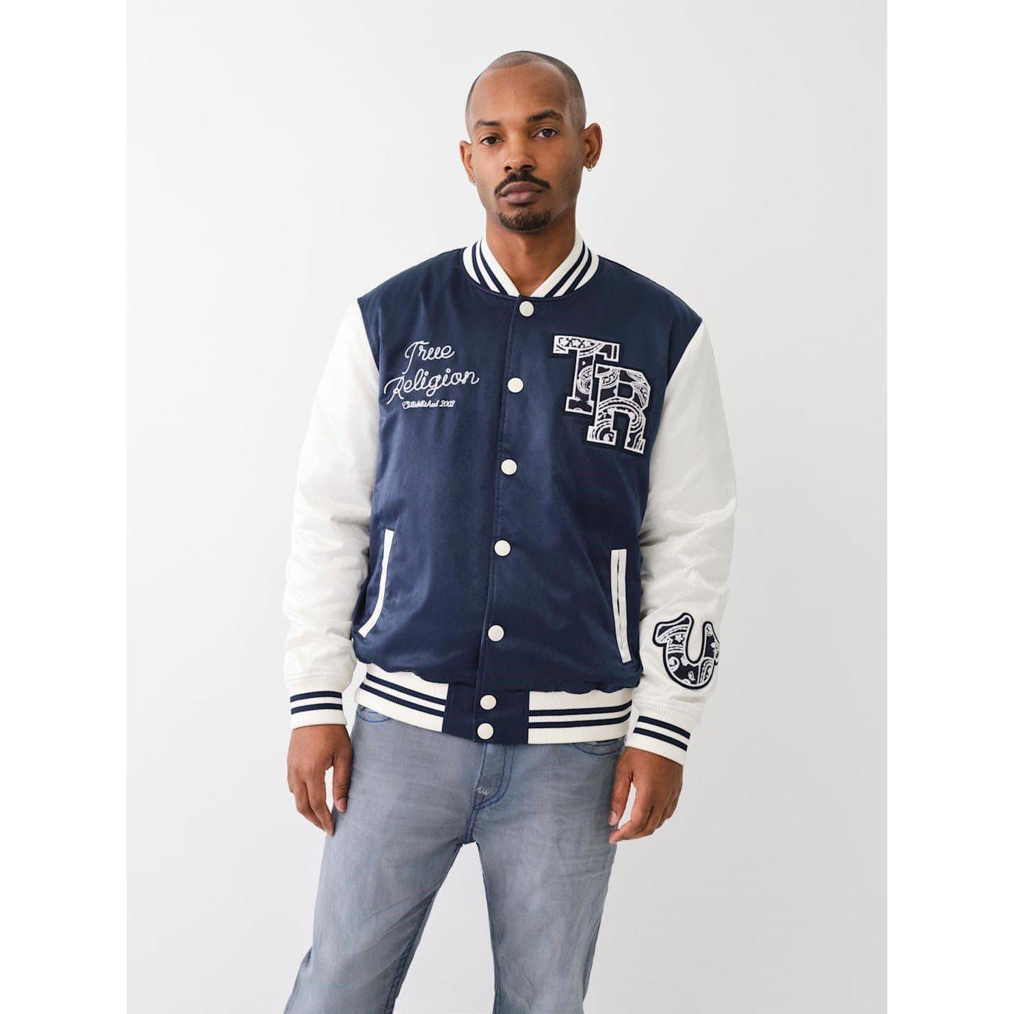 True Religion Navy Good Life Bomber Jacket