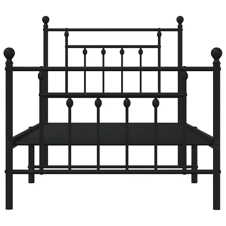 vidaXL - Bed frame met hoofd- en voeteneinde - Zwart - Metaal - 90x190 cm