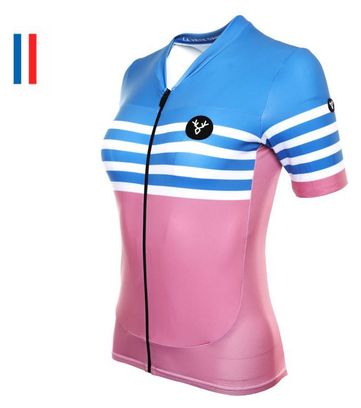 Maillot Manches Courtes Femme LeBram Tourmalet Ciel Coupe Ajustée