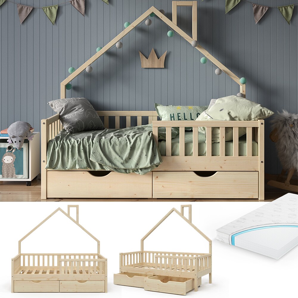 VitaliSpa Hausbett Kinderbett Spielbett Noemi 80x160cm inkl. Matratze Schubladen
