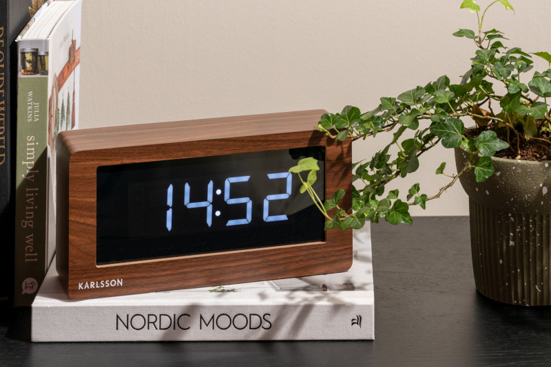 Table Clock Boxed LED KA5899DW Dark wood