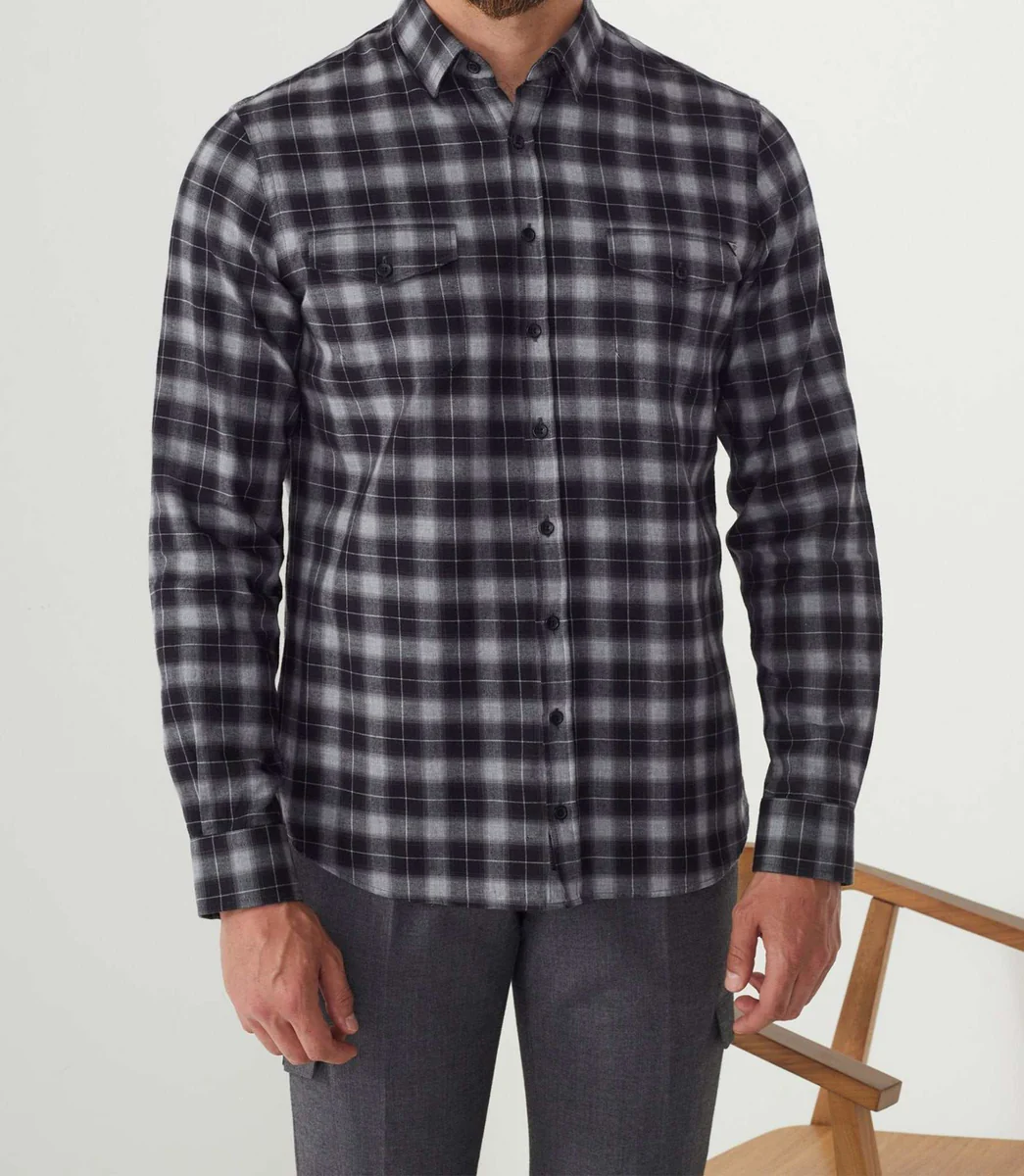 Chemise casual  à carreaux gris 