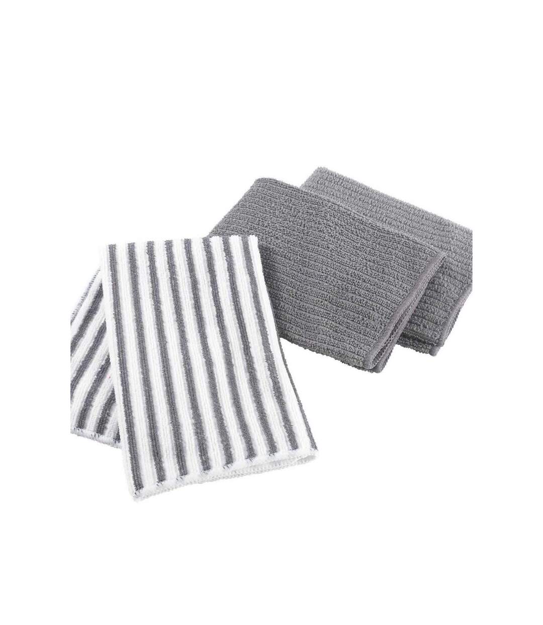 Paris Prix - Lot De 3 Torchons Microfibre cuistot 40x40cm Anthracite