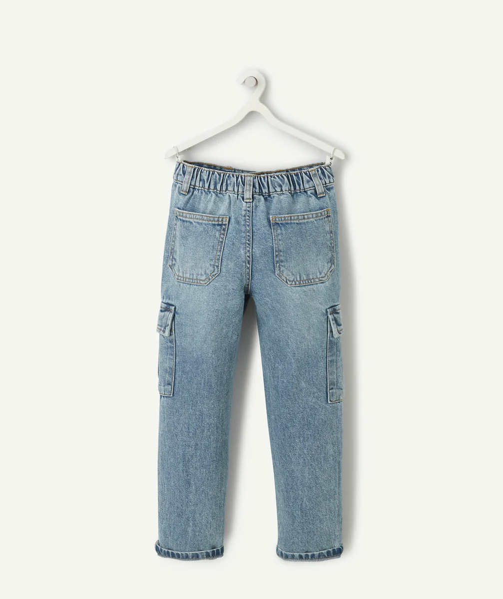 pantalon garçon en denim low impact avec poches cargo