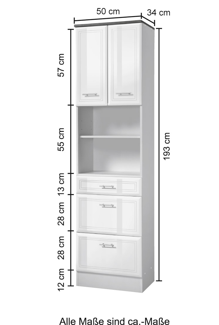 welltime Hochschrank »Neapel« Breite 50 cm, mit Hochglanzfronten und eleganter Fräsung
