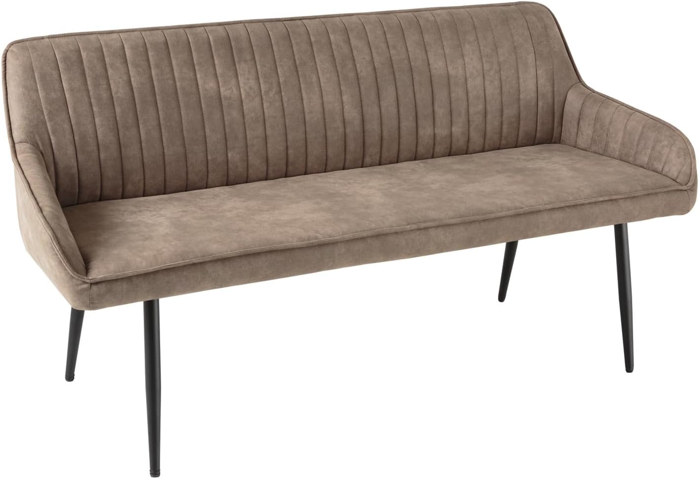 Riess Ambiente Design Sitzbank Turin 160cm Taupe schwarz Metallbeine mit Armlehne Polsterbank mit Samtbezug, Esszimmermöbel, Flurmöbel
