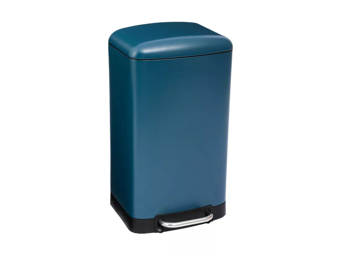 Poubelle en Métal 30 Litres Bleu ouverture à pédale