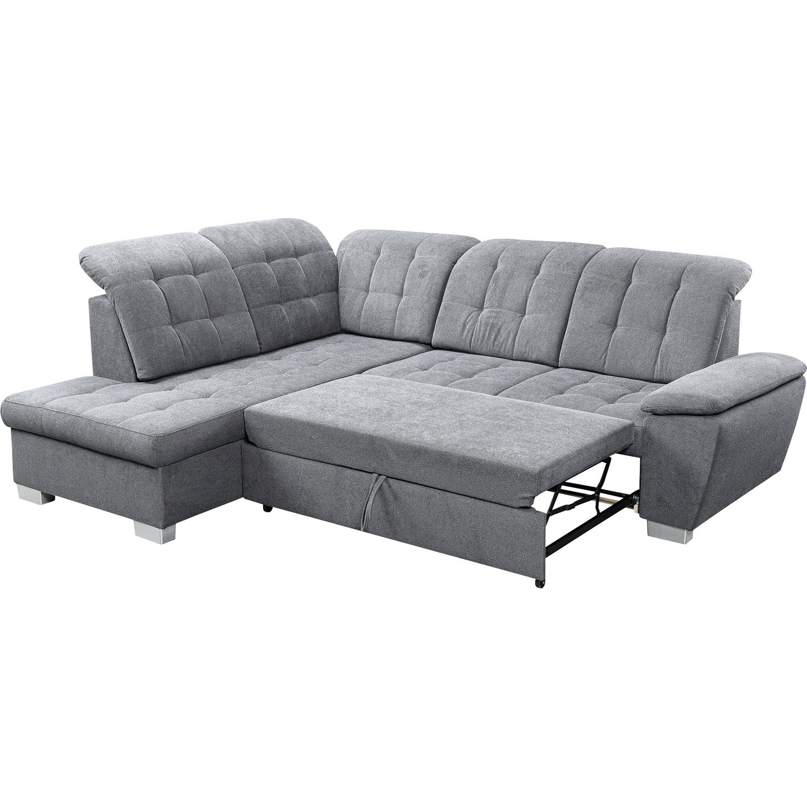 Ecksofa Nicole Stoff grau, Recamière links