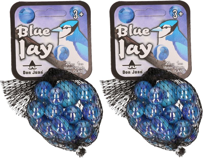Don Juan - Knikkerset - Blauw - 21 Stuks - Glas - 42x - 2 Formaten