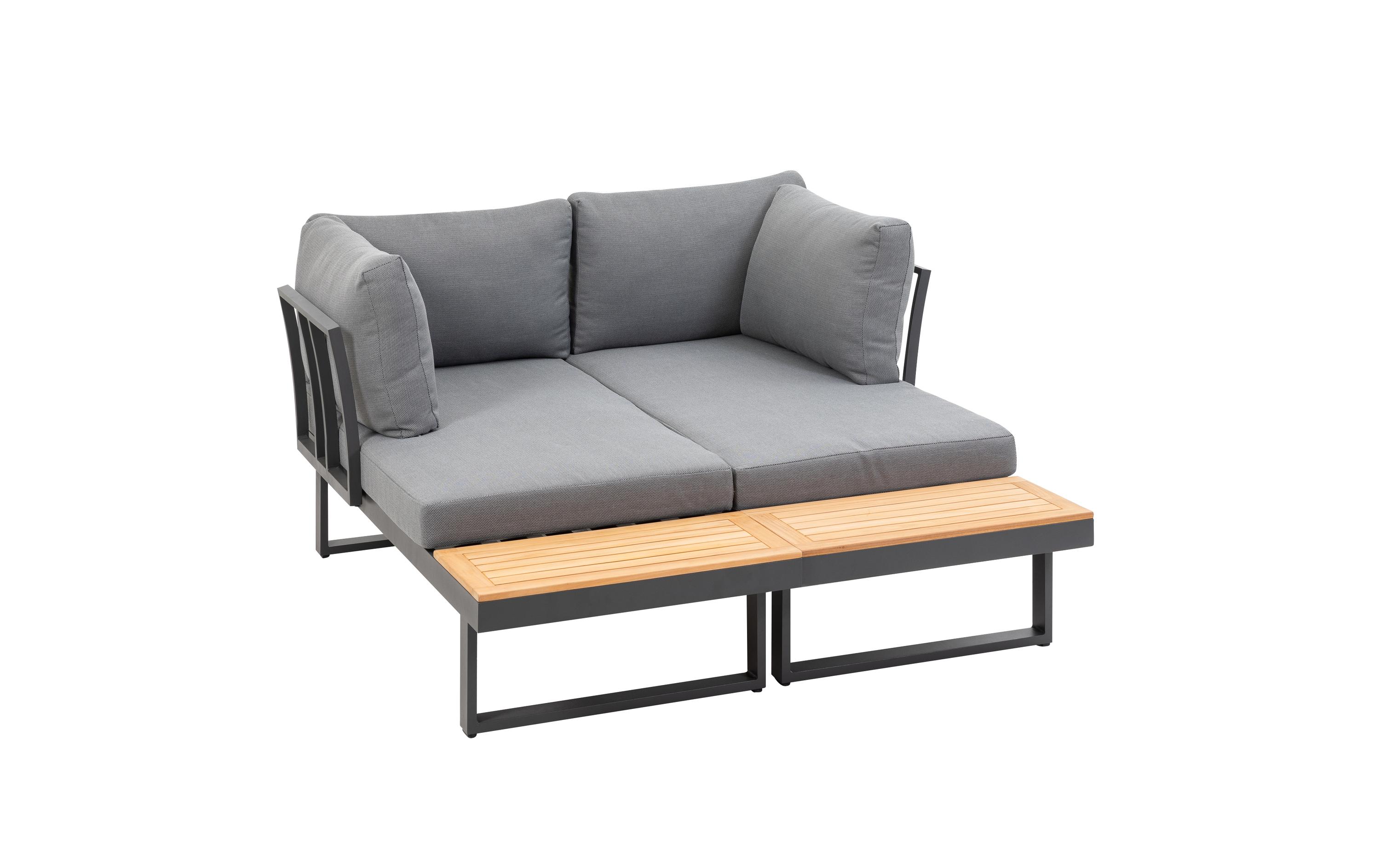 Loungeset Ascona, Anthrazit, 4 Sitzplätze<br>Zwei Sofas und ein Beistelltisch für Garten, Terrasse oder Balkon