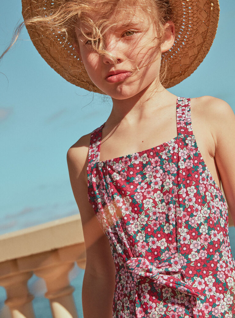 Maillot de bain 1 pièce cassis à imprimé fleuri