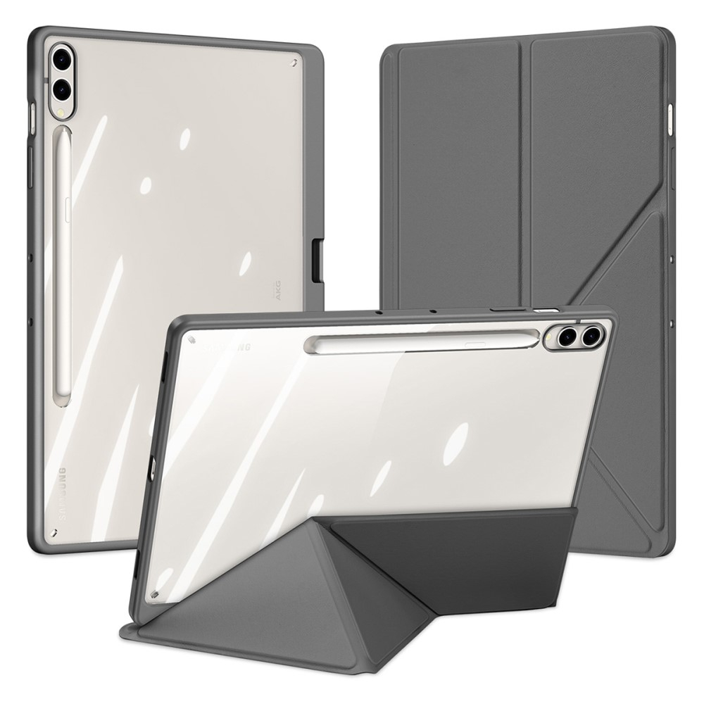 Samsung Galaxy Tab S10  Plus 2in1 Abnehmbare Hybrid TPU Bumper Leder Tasche Smart Cover Schutzhülle - Grau