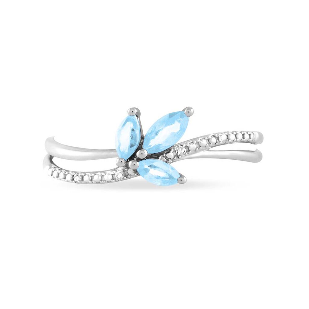 Bague Angie Or Blanc Topaze Et Diamant