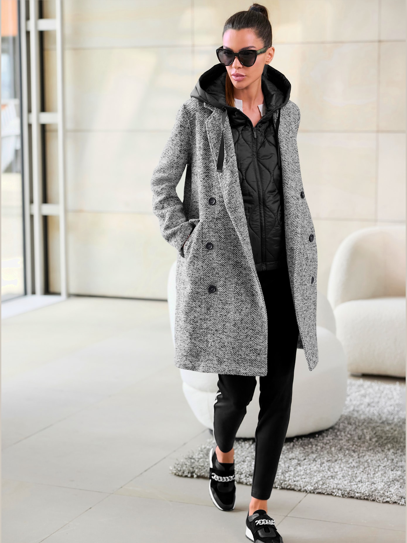 Manteau aspect 2 en 1 avec empiècement gilet